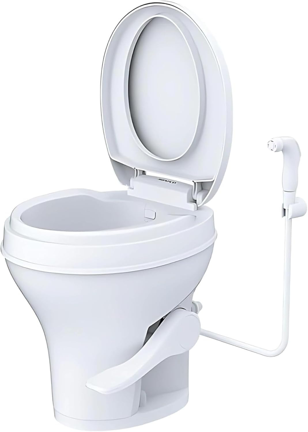 Residential Height Camper/Rv Toilet with Sprayer Attachment, 18.5” Standard Heig
