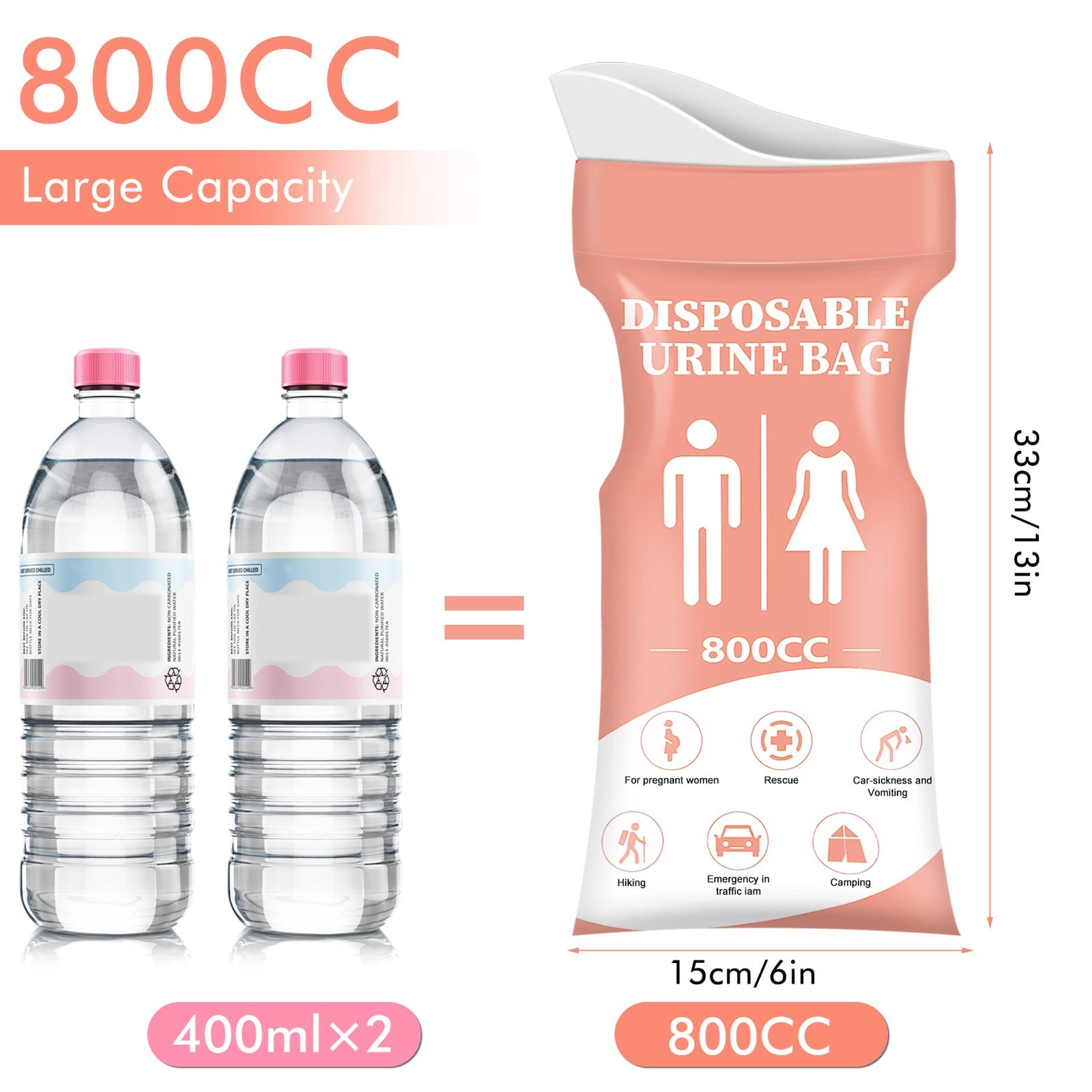 Disposable Urinal Bag,12 PCS 800ML Emergency Urine Bag, Unisex Urinal Bag, Po…