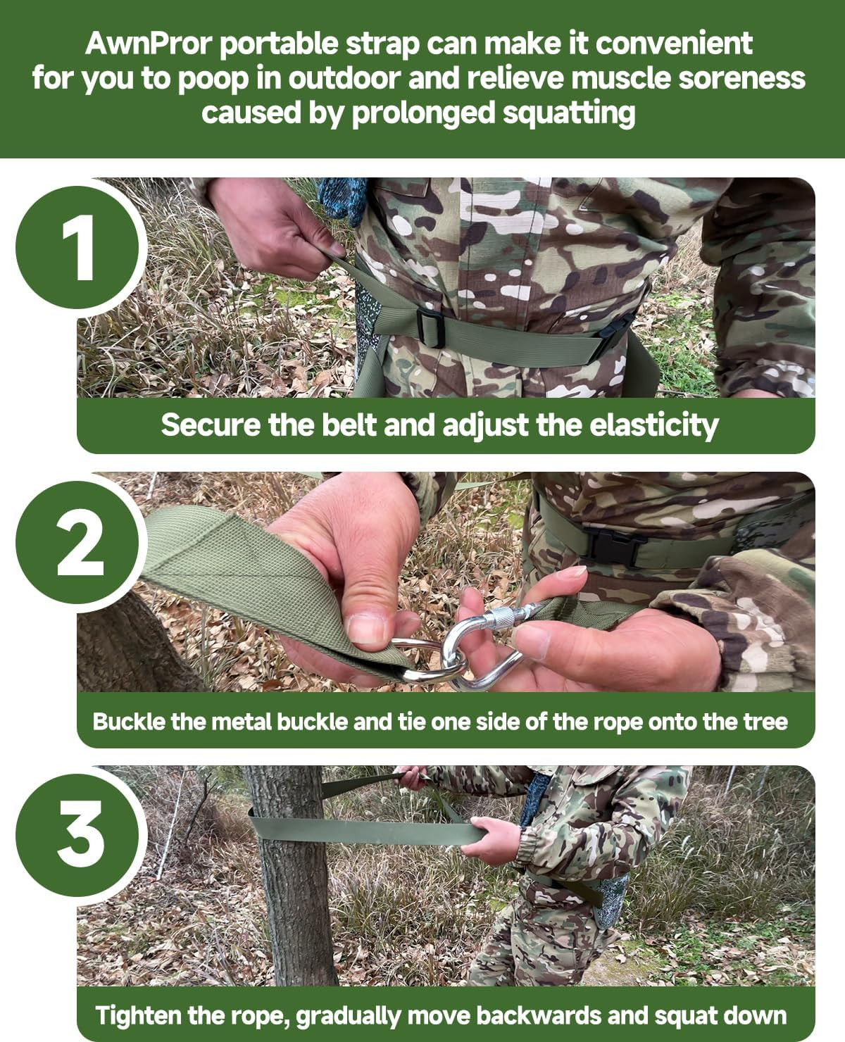 Krapp Strap with Storage Bag,Crap Strap for Pooping in The Woods Portable Outdoo