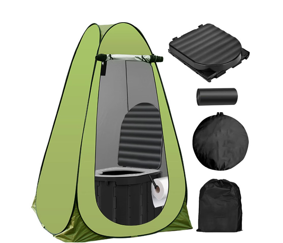 Portale Foldable Camping Toilet Set with Privacy Tent, Ergonomic Potty Provides