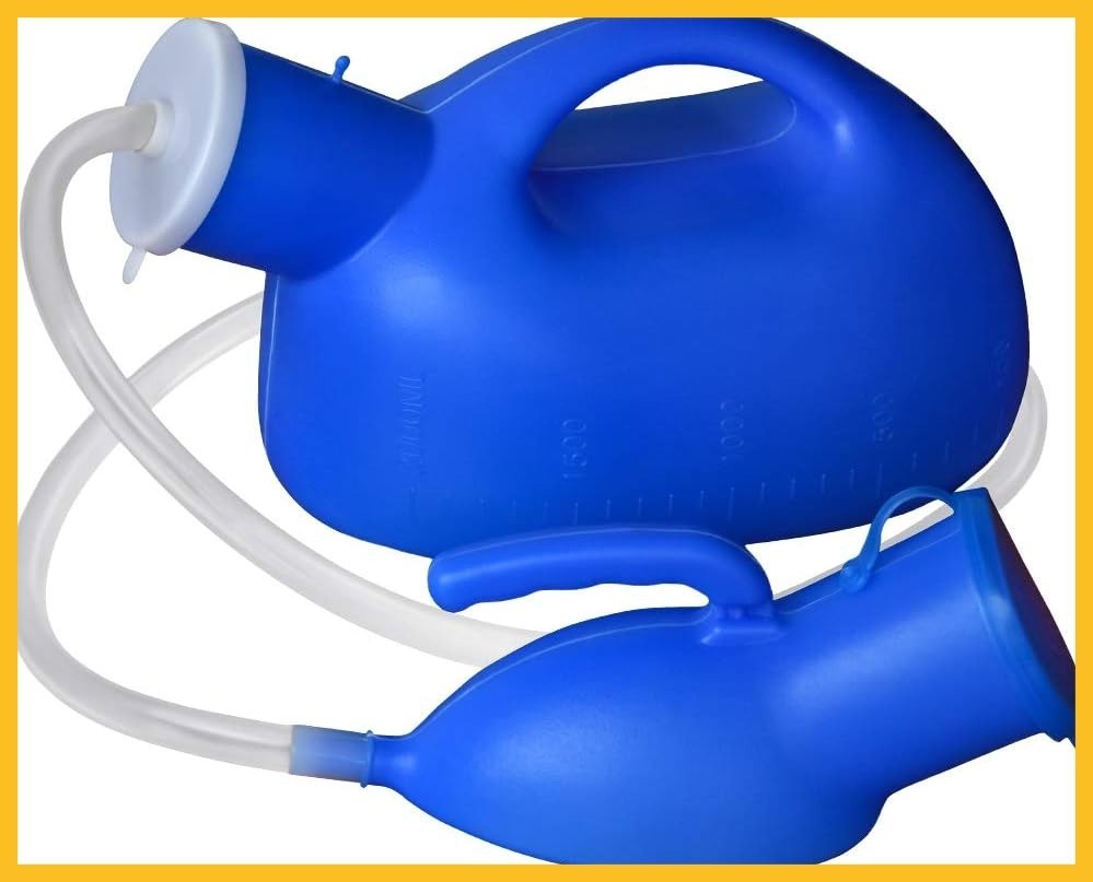 2000ml Portable Urinal for Men Complete Set Lid Tubing Funnel Brush Leak Proof