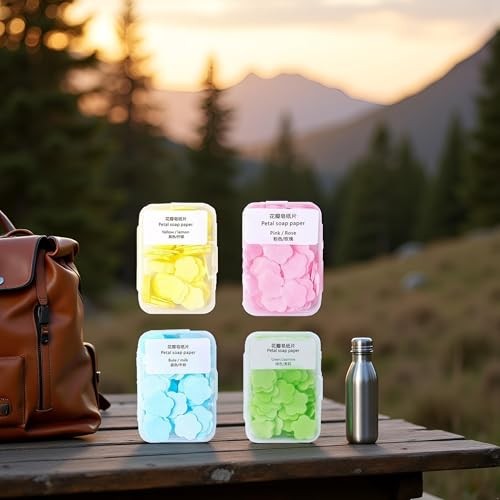 4 Boxes Paper Soap, 4 Random Different Scented Mini Portable Disposable Petal