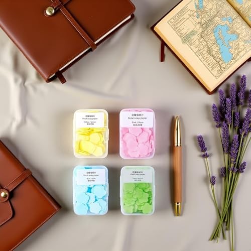 4 Boxes Paper Soap, 4 Random Different Scented Mini Portable Disposable Petal