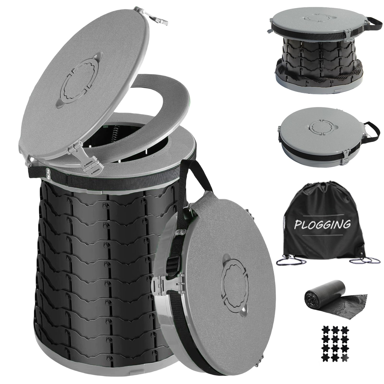 XXL Portable Toilet -19.7″H 15″ D Adjustable Foldable Camping Toilet, Luggabl…