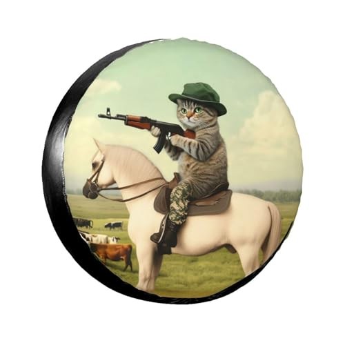 Spare Tire Cover for Rv SUV Trailer Truck 15 inch Funny Cat Hunting