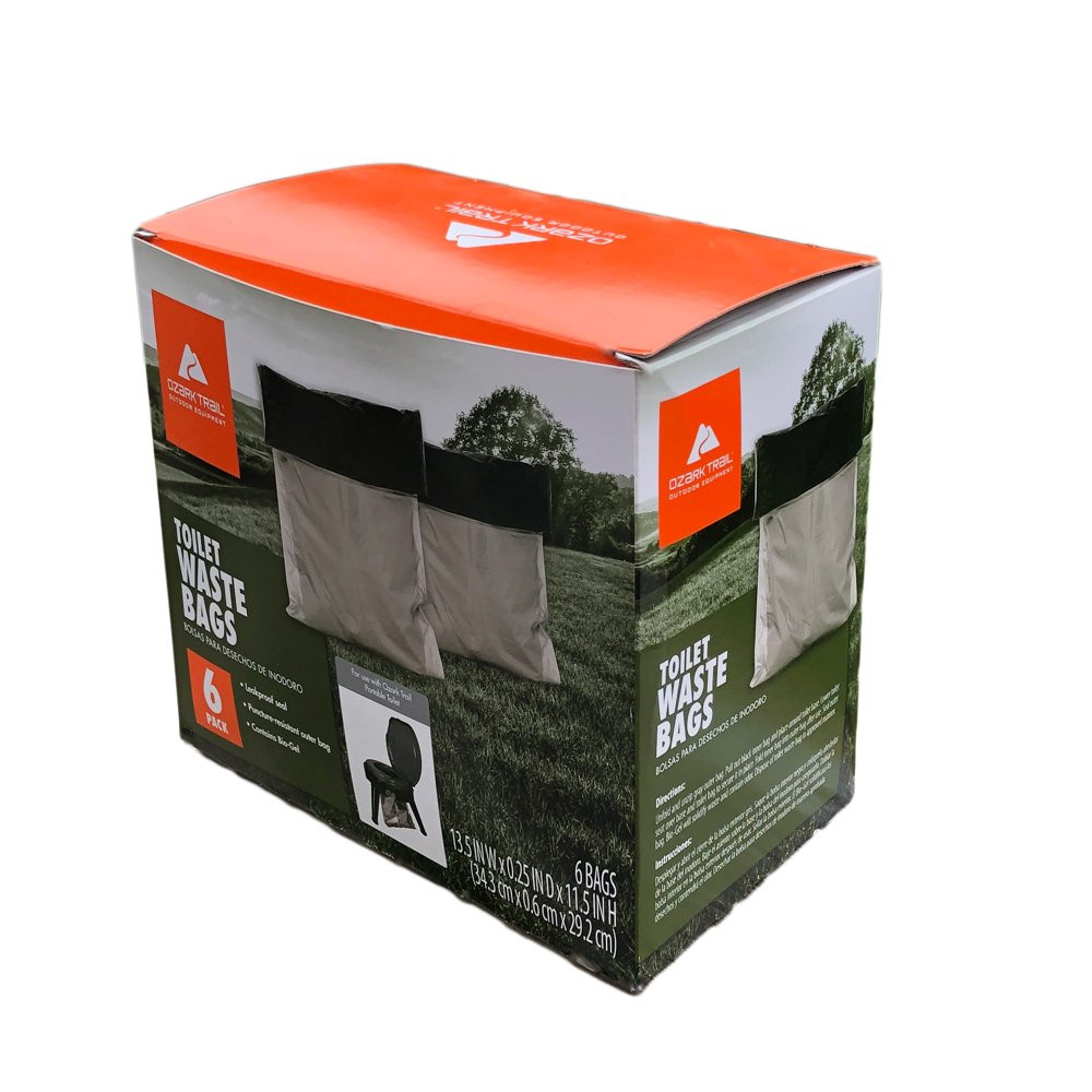 Portable Hiking Camping Toilet Waste Bags with Bio-Gel Puncture-Resistant 6 Pack