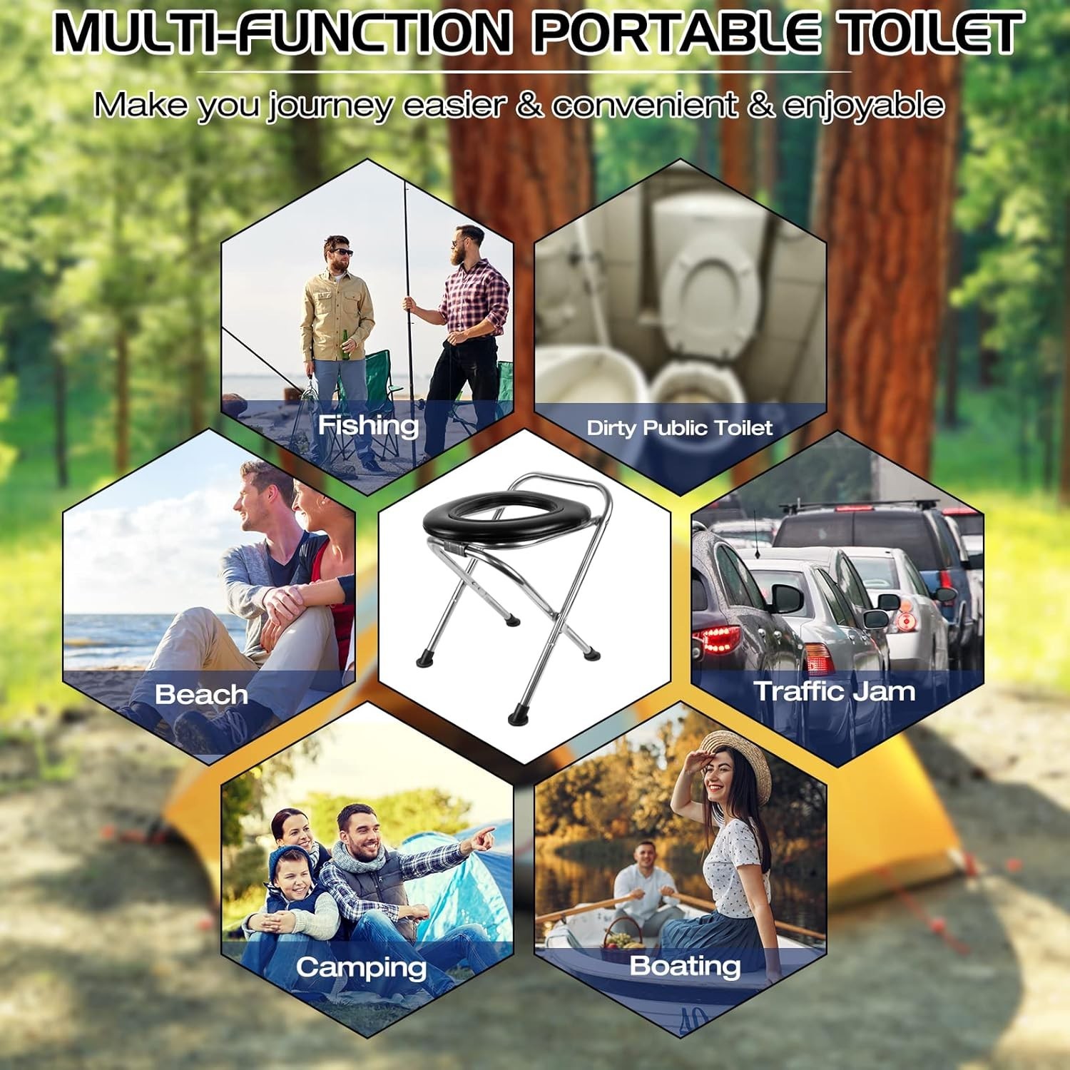 Soft Seat Portable Toilet Potty Chair for Camping, Travel, Road Trips, Trucker