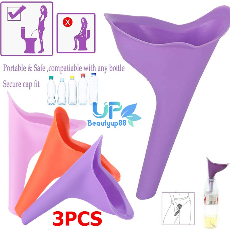 3Pcs Portable Female Ladies Urinal Funnel Camping Travel Toilet Stand Pee Device