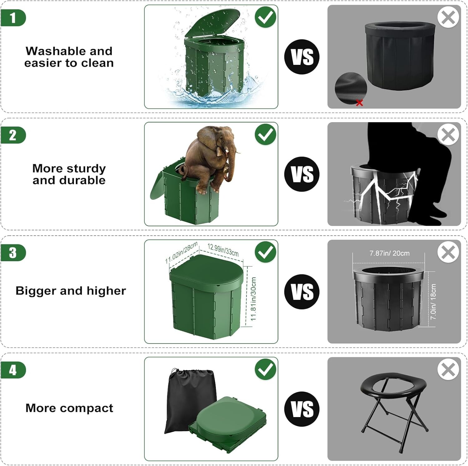 Portable Camping Toilet for Adults 27L Mobile Toilet Phone Holder Hiking