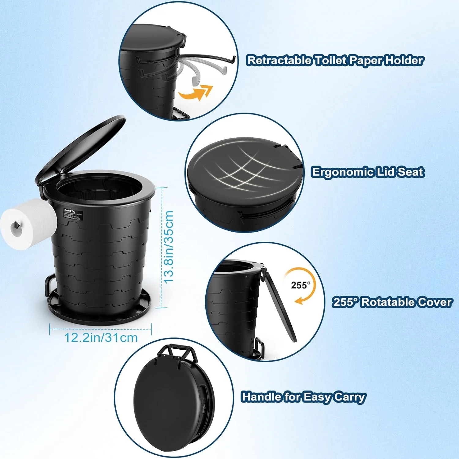 Camp Toilet for Adults, Upgraded 2nd Generation, Retractable Portable Camping To