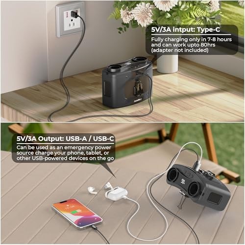 Portable Waist Fan, 20000mAh Rechargeable Personal Belt Fan, 16000RPM Black