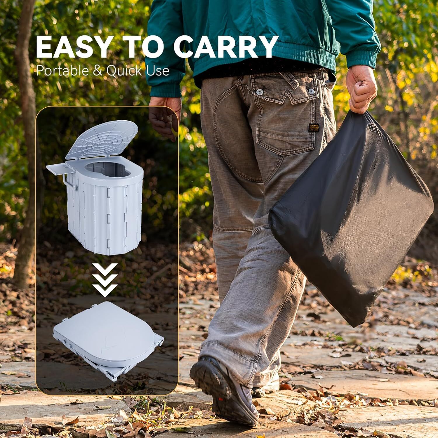 15” Portable Potty Toilet Outdoor Camping Portable Travel Mobile Flush Toilet