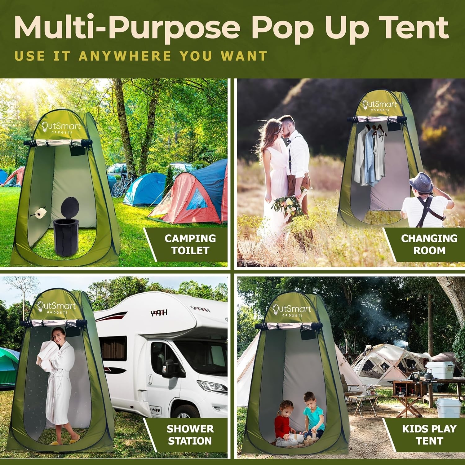 Outdoor Portable Toilet Set for Adults with Camping Night Lantern, Folding XL…
