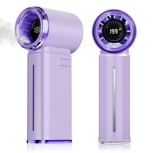 Portable Handheld Fan, Powerful Mini Hand Held Fan, 5000mAh Purple
