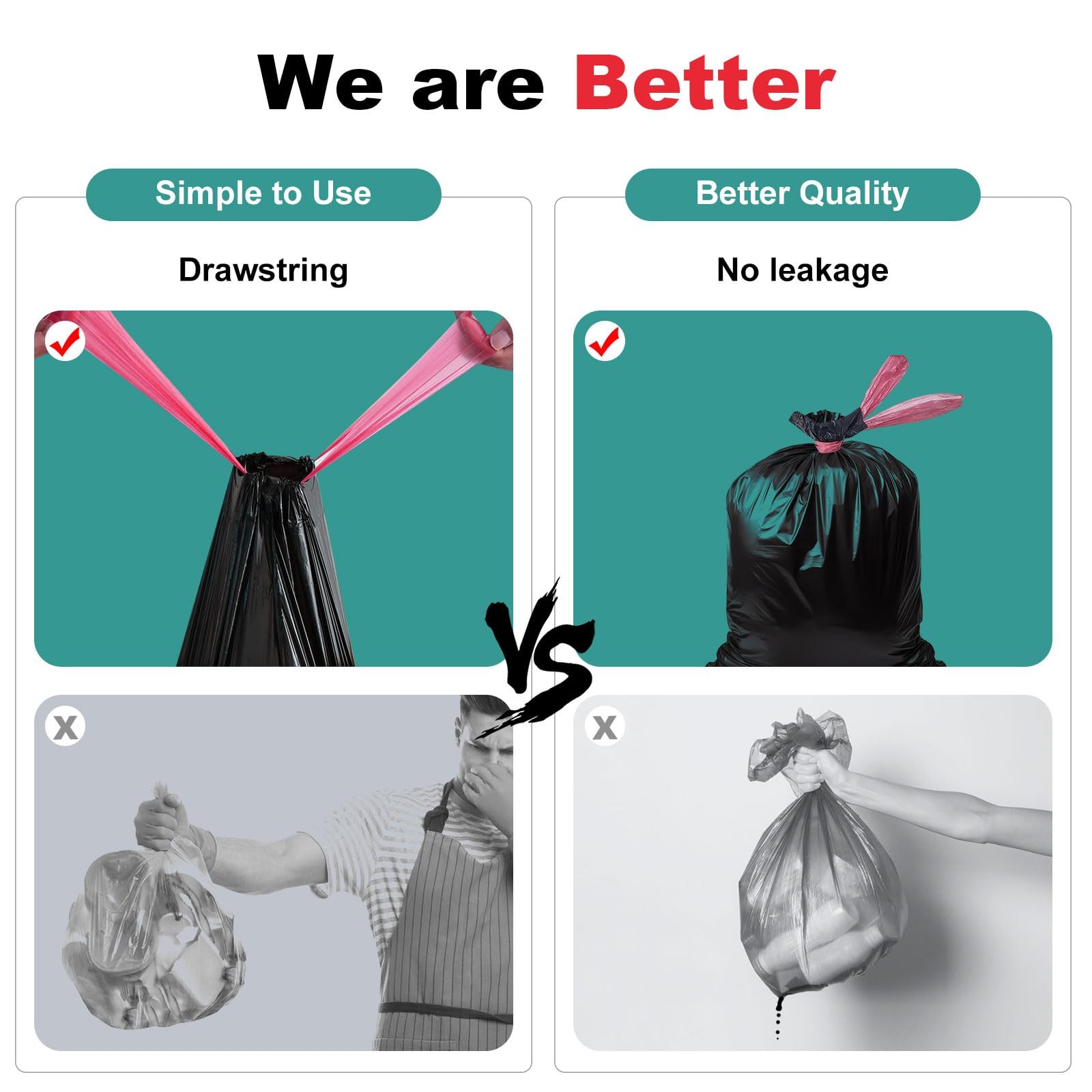 Portable Toilet Bags，Drawstring Camping Toilet Bags Toilet Trash Bags Leak-Pr…