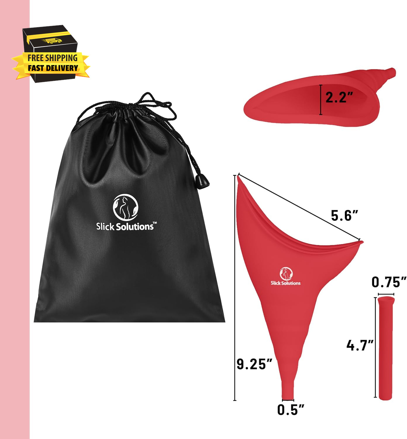 Slick- Female Urination Device, Red Female Urinal, Urinal for Women, Pee Funnel