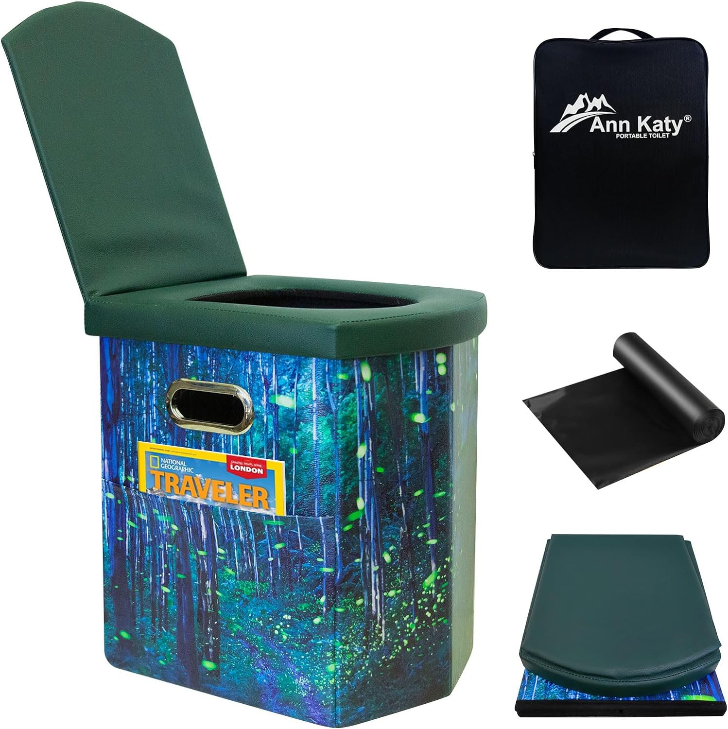 Upgrade XL Portable Toilet for Adults, Extra Large Portable Travel Floding Toile