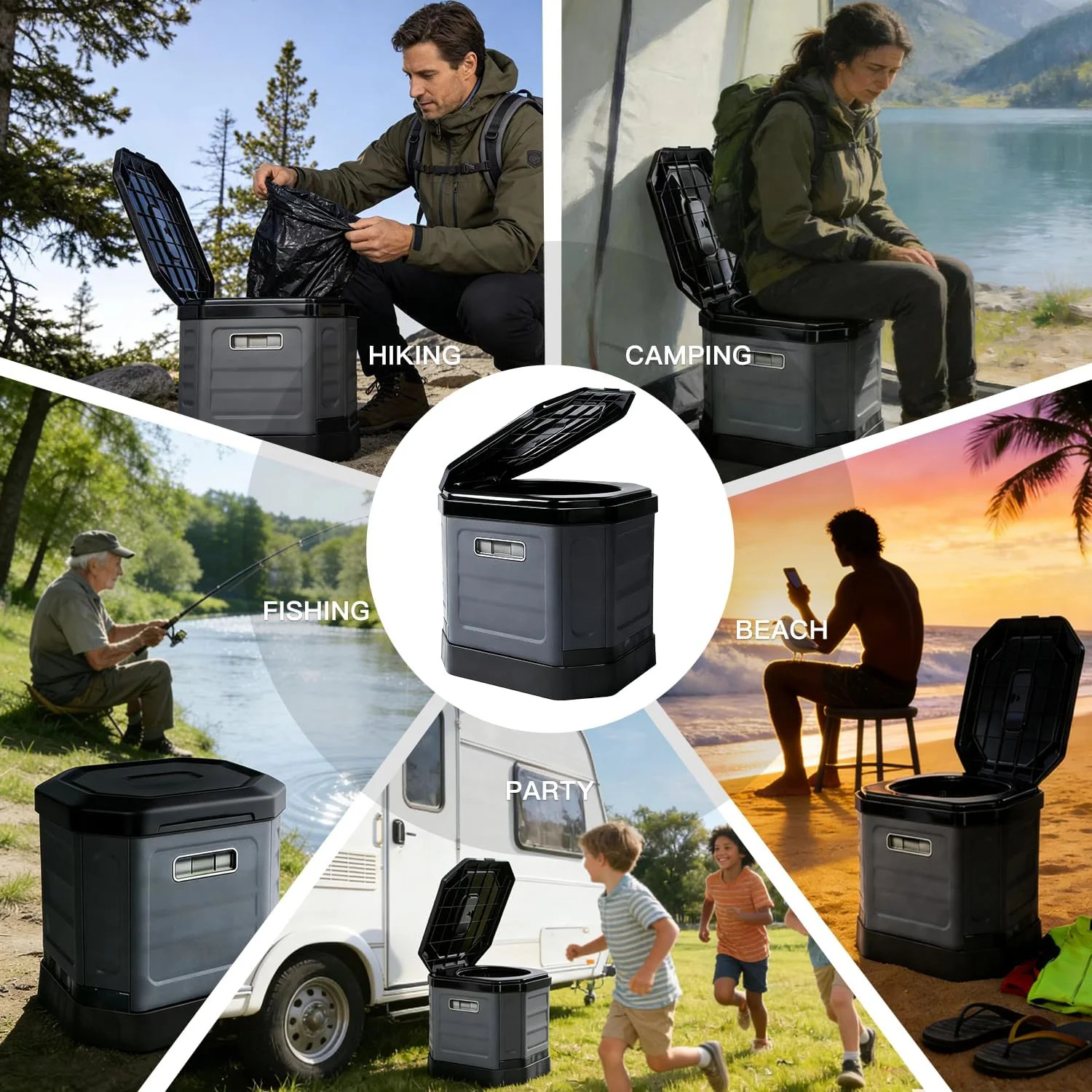 Camping Toilet for Adults – Portable Folding Toilet with Lid,Travel Portable Pot