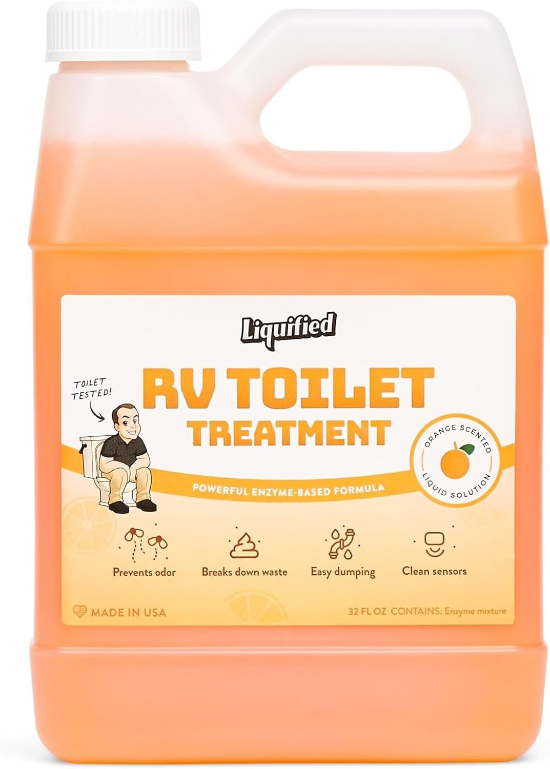 Orange Scented 32oz Septic Safe Waste Digester for RV Bathrooms – USA Made