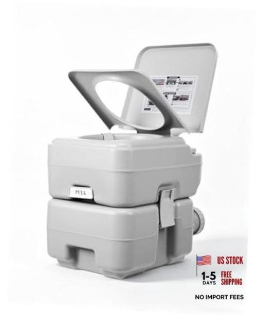 Portable Travel Toilet, T Outlet Water, RV Potty with 5.3 5.3 Gal Waste Tank