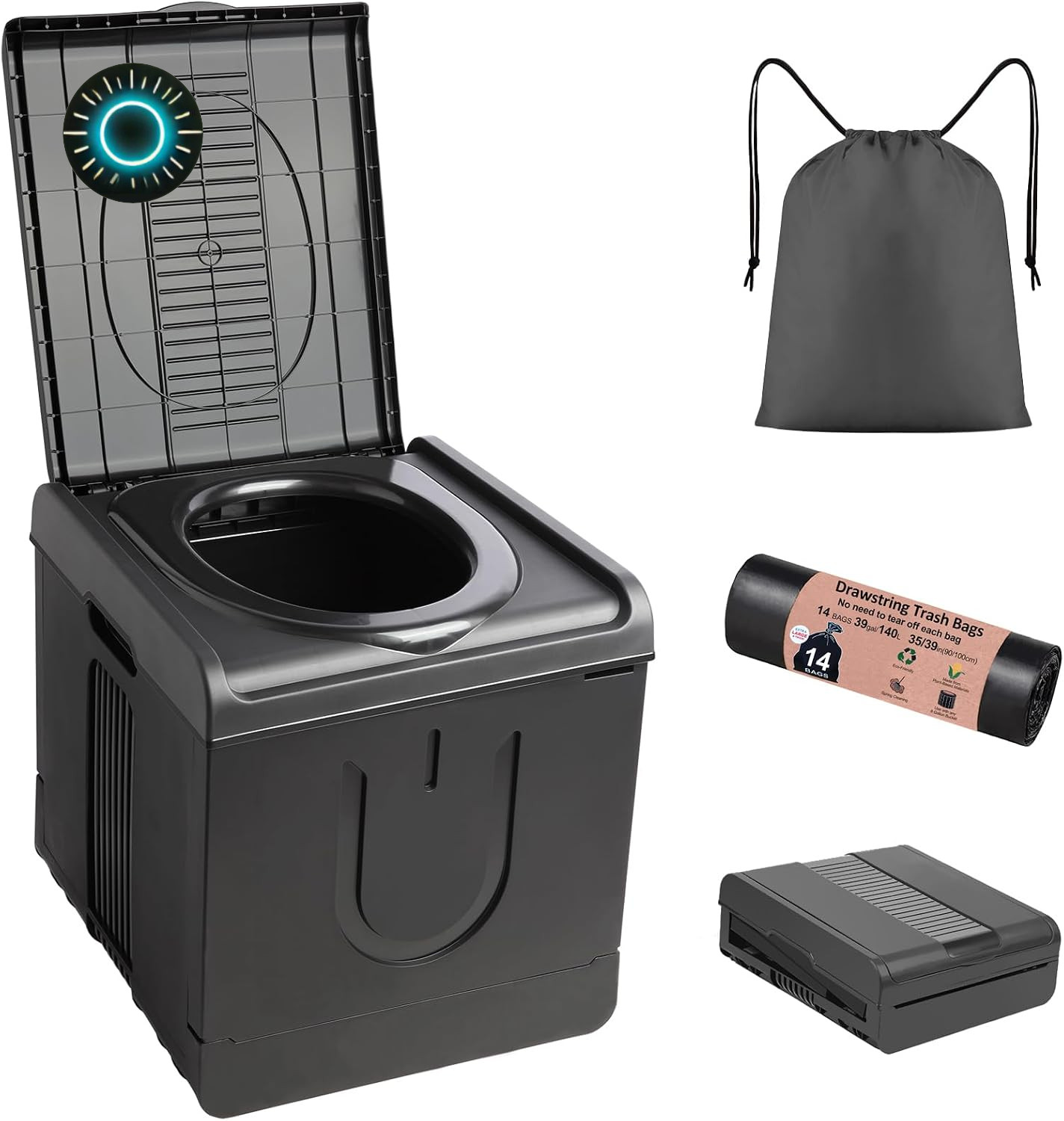 XXL Portable Toilet Camping Toilets for Car Indoor Outdoor Commode Foldable T…