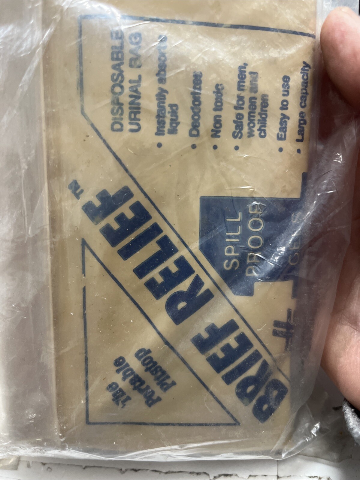 LOT OF 2 Brief Relief Disposable Urinal Bag – SPILL PROOF Portable Pitstop-Read