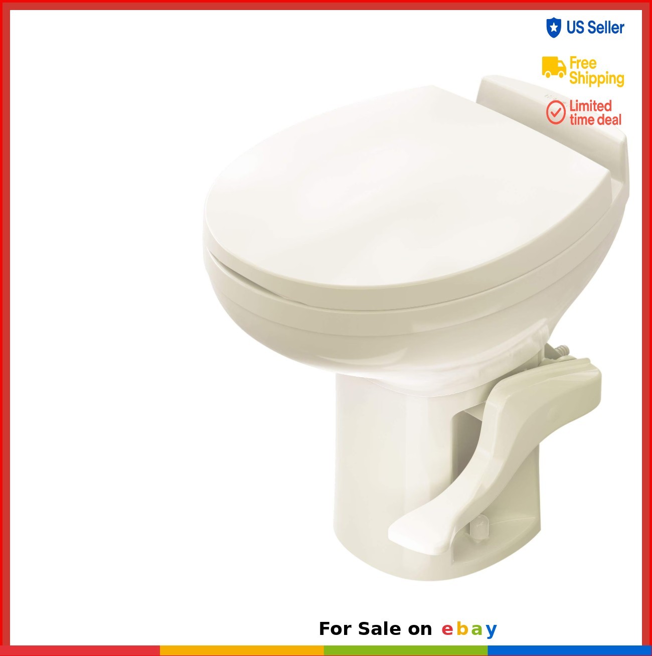 RV Toilet For Camper High Profile Compact Hand Sprayer Bone Color