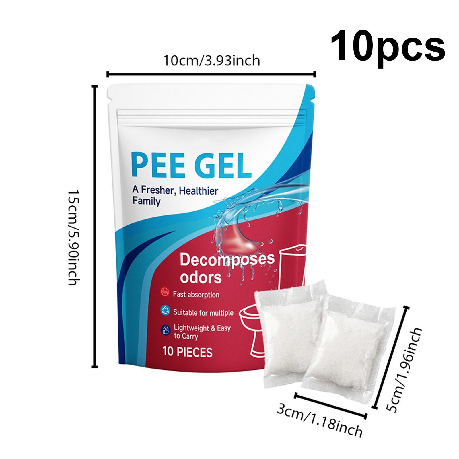 10pcs Portable Toilet Gel Urine Solidifier,Odor Neutralizer, Pee Absorbent Gel