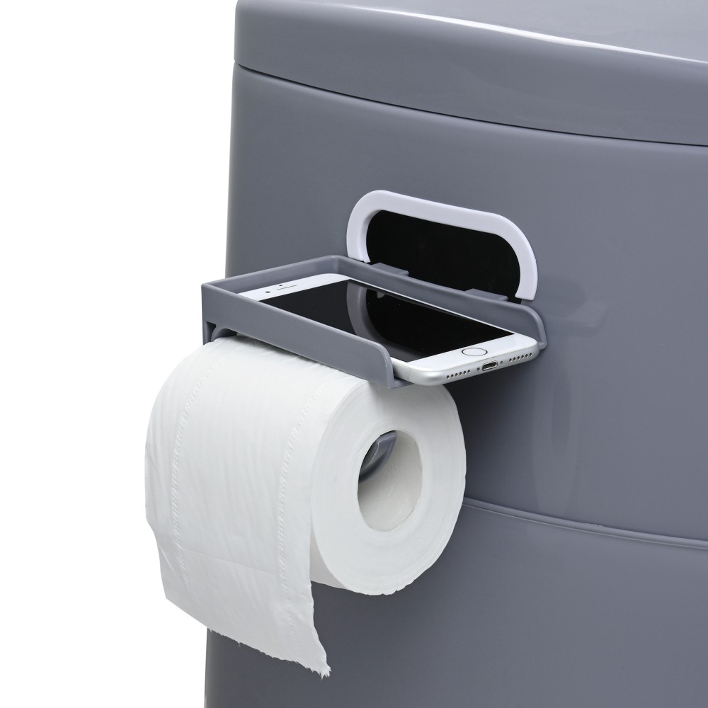Portable Toilet for Camping Travel，5L Detachable Bucket w/Phone & Paper Holder