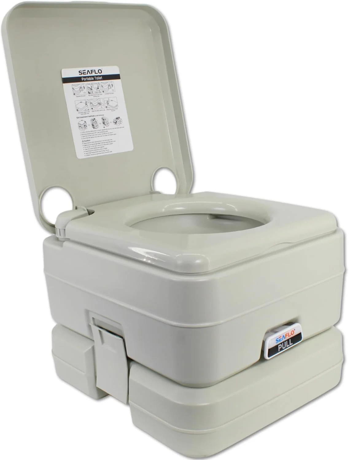 SEAFLO Premium Camping Portable Toilet – 5.8 Gallon Waste 3.43 Gall Fresh Tank (