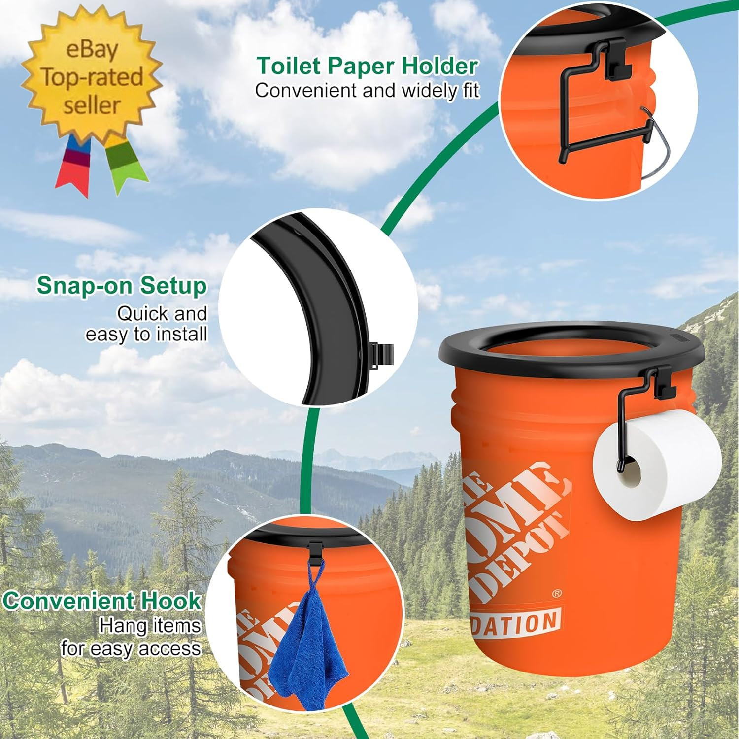 Bucket Toilet Seat, Portable Toilet Seat for 5 Gal Buckets, Camping Toilet Seat,