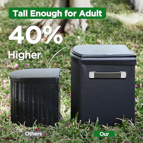 Portable Toilet for Adults, Foldable Camping Toilet with Soft & Dark Grey
