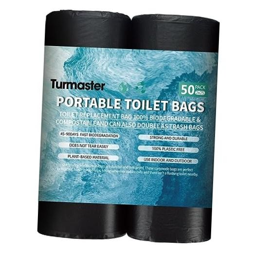 25/50 / 75 Pcs Portable Camping Toilet Bags,5 Gallon Compostable Toilet 2 Rolls