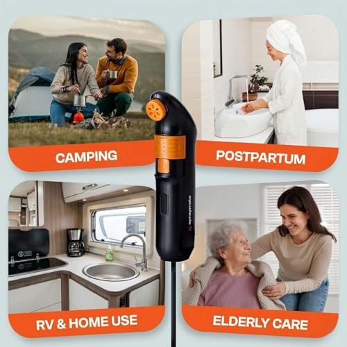Portable Bidet for Travel & Camping – Electric High Pressure Orange-black