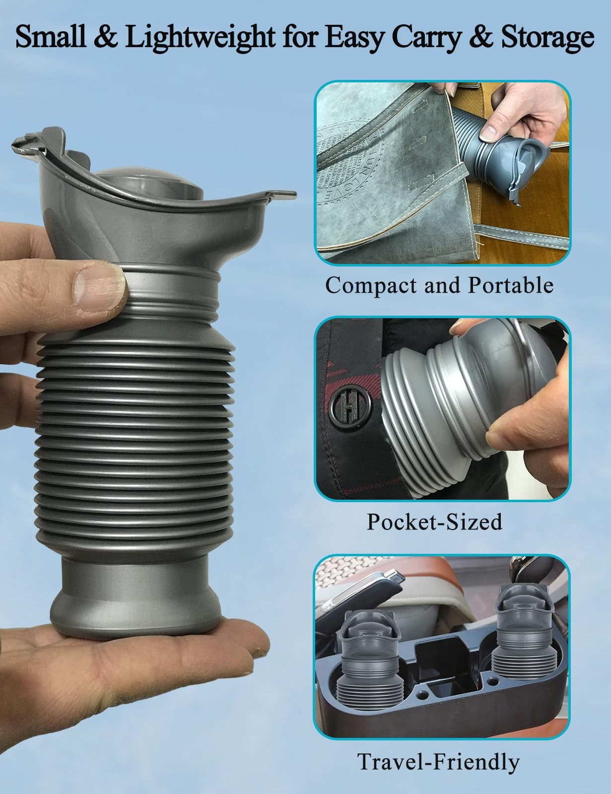 2-PC 750Ml Leakproof Collapsible Pee Sport Pee Bottle for Men, Reusable Travel U