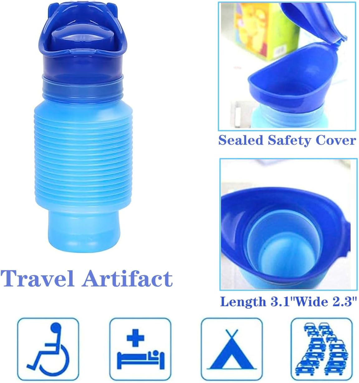 Urinario Portatil de Emergencia Botella de Orina Reutilizable para Viaje 2 Pack