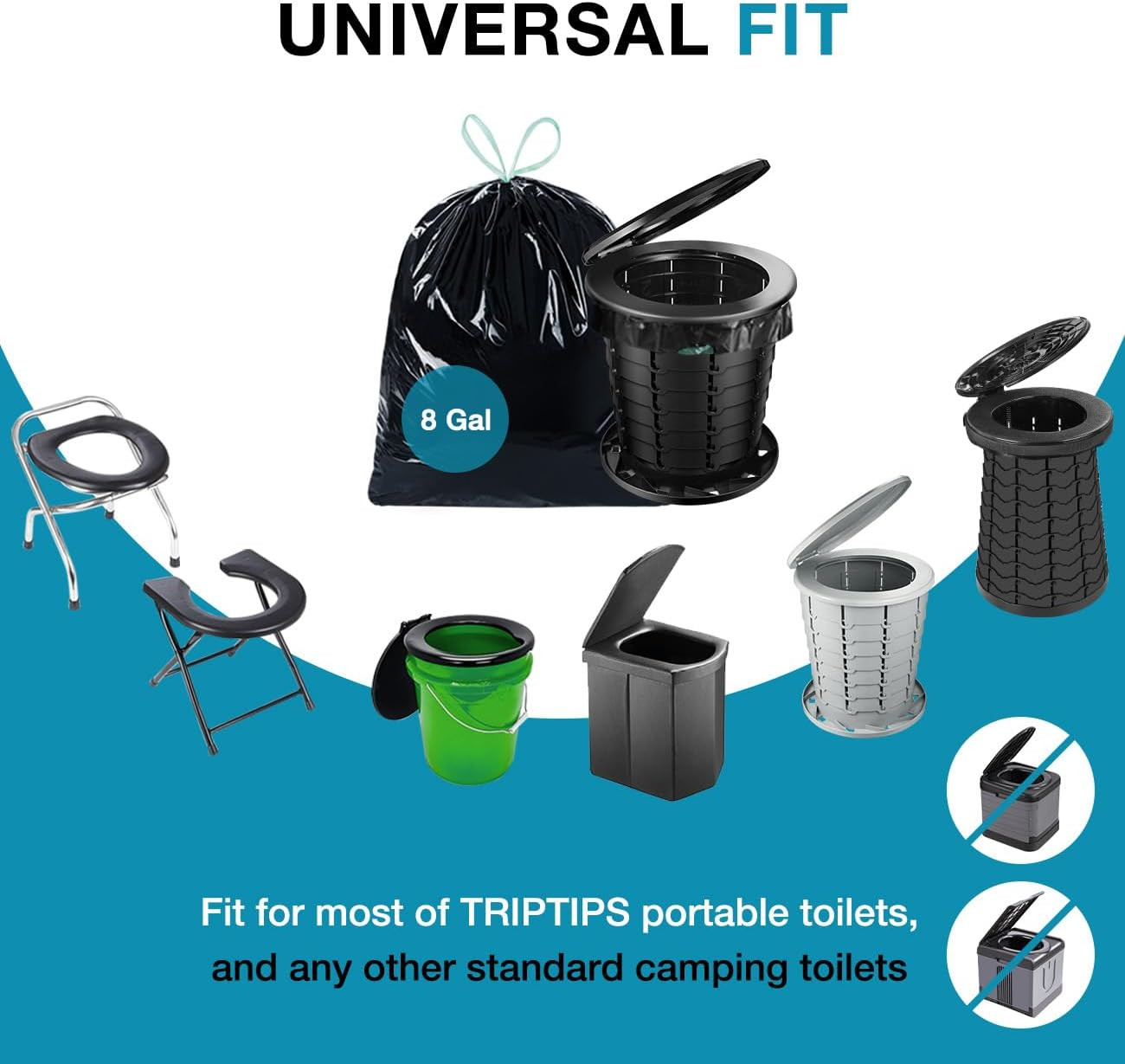 Portable Toilet Bags Drawstring 8 Gallon Camping Toilet Bags Toilet Waste Bags L