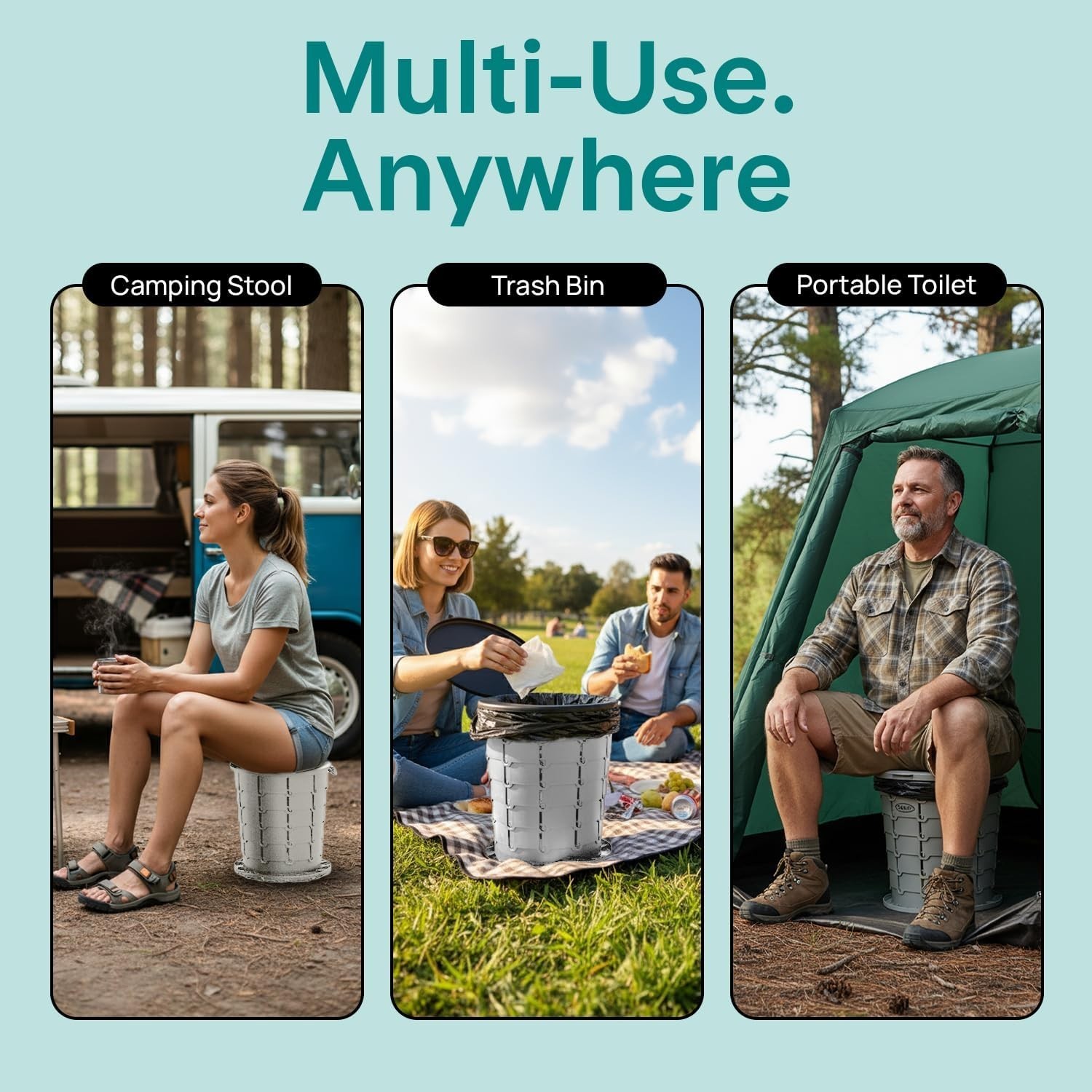 Portable Foldable Camping Toilet Seat – Adjustable Height