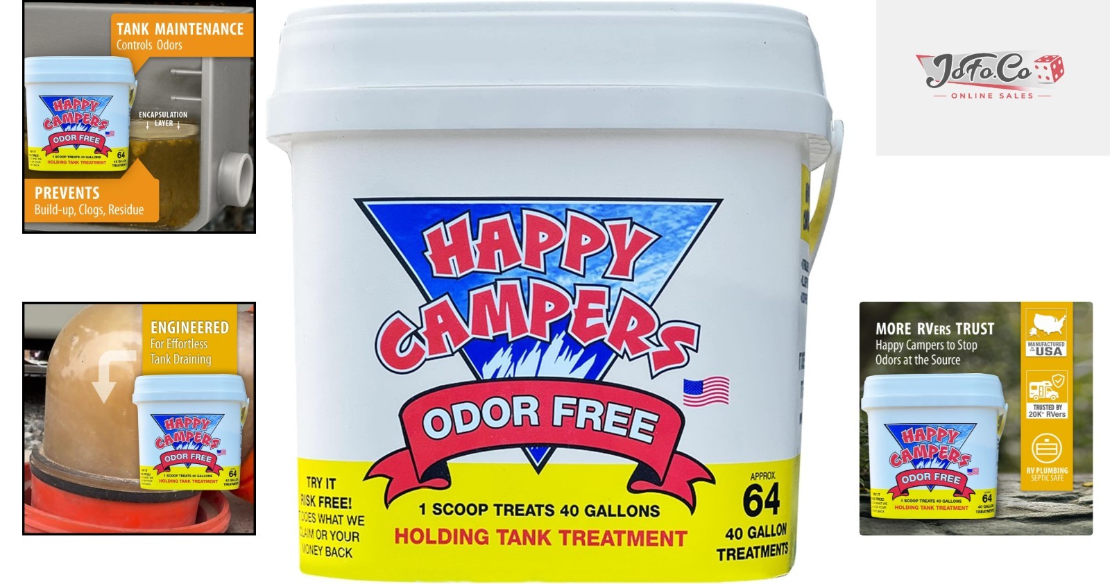 Powerful RV Toilet Treatment for Odor Control – 64 Treatments, Fragrance-Free