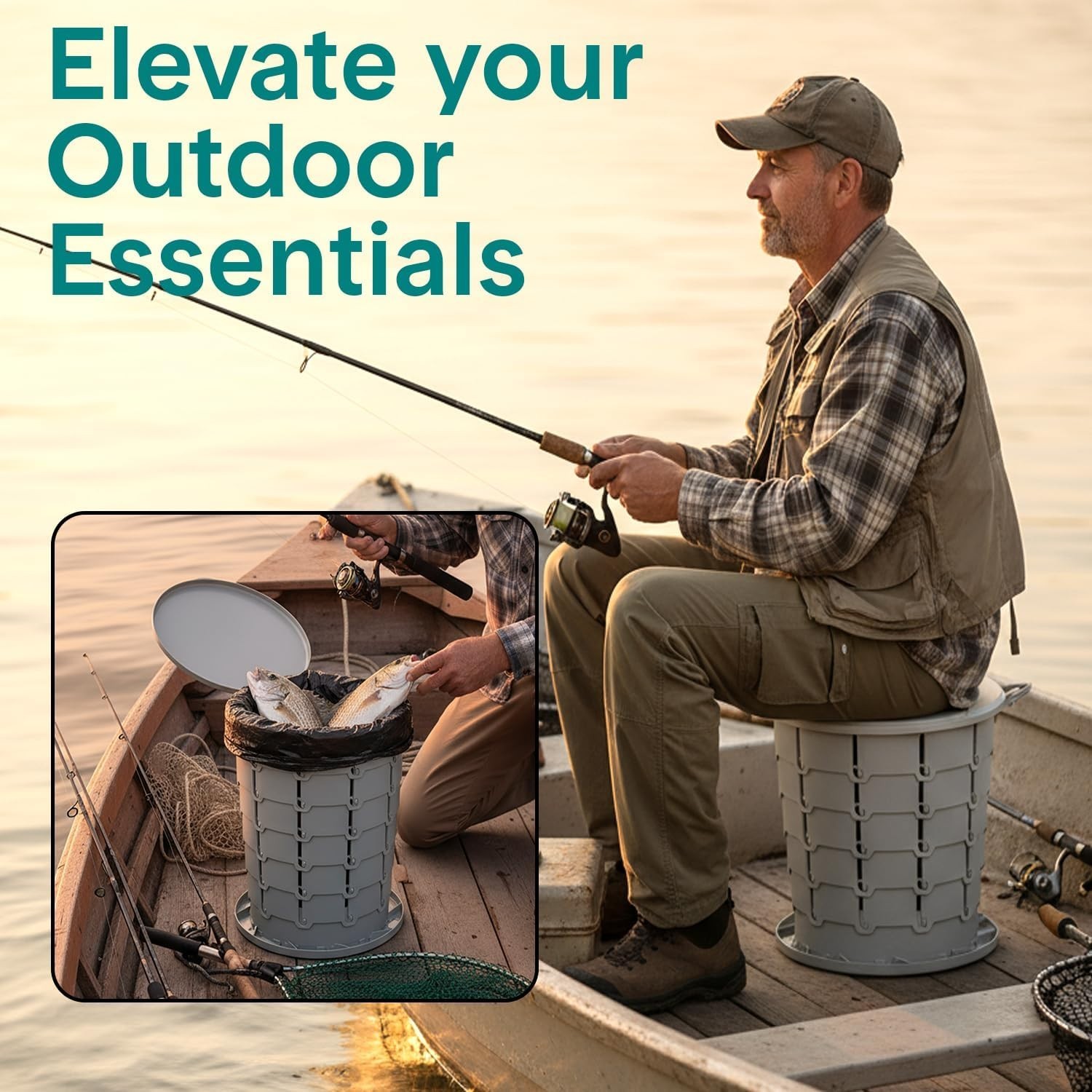 Portable Foldable Camping Toilet Seat – Adjustable Height