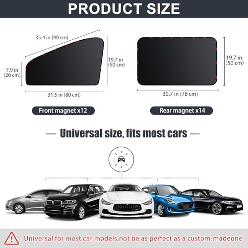 Car Window Shades – 4 Pack Car Window Covers Premium UV Blackout 4pcs
