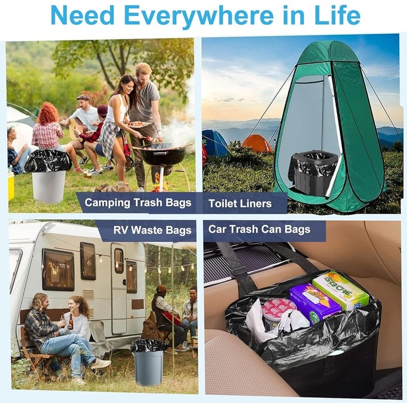 Biodegradable Portable Toilet Bags Drawstring Camping Waste Bags 50 Count New