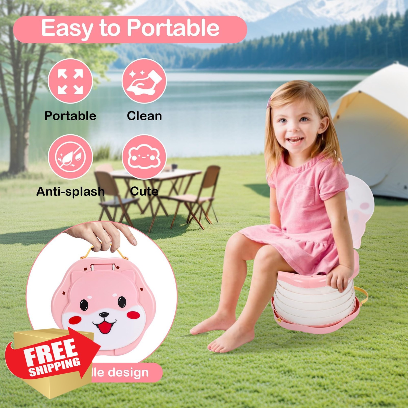 SunnySmile Portable Potty Light Pink 45 Bags