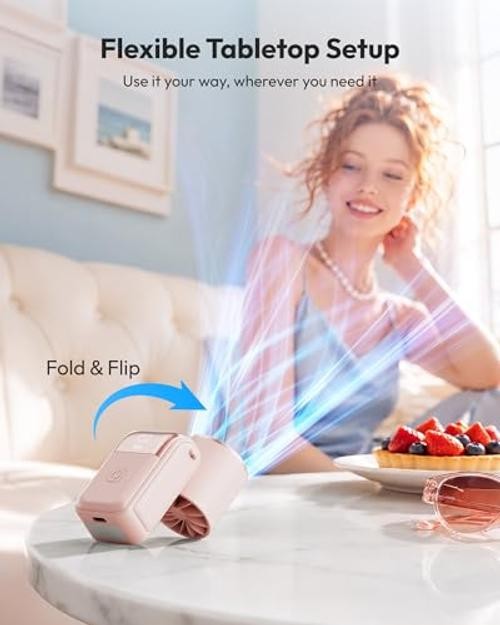 Mini Portable Handheld Fan, 6-Speed Turbo Cooling, Max 15 Hrs Pink