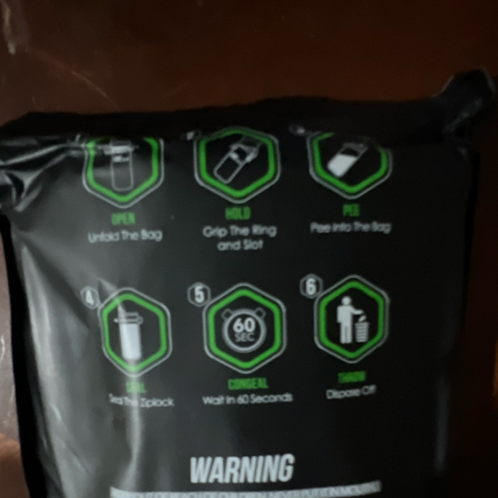 PEE RELAX Portable Disposable Urine Bags 6 Pack Black Outdoor Camping