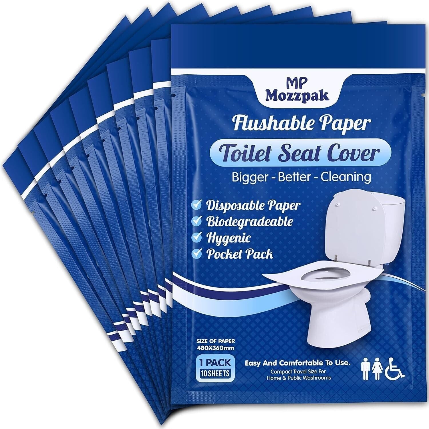 MP MOZZPAK Toilet Seat Covers Disposable – 10 Packs(100 XL (100 Count), White