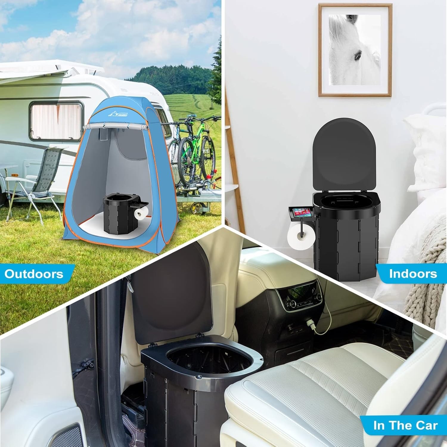 Portable Toilet 5 Gallon 20L Flush porta-potty Outdoor Indoor Travel Camping