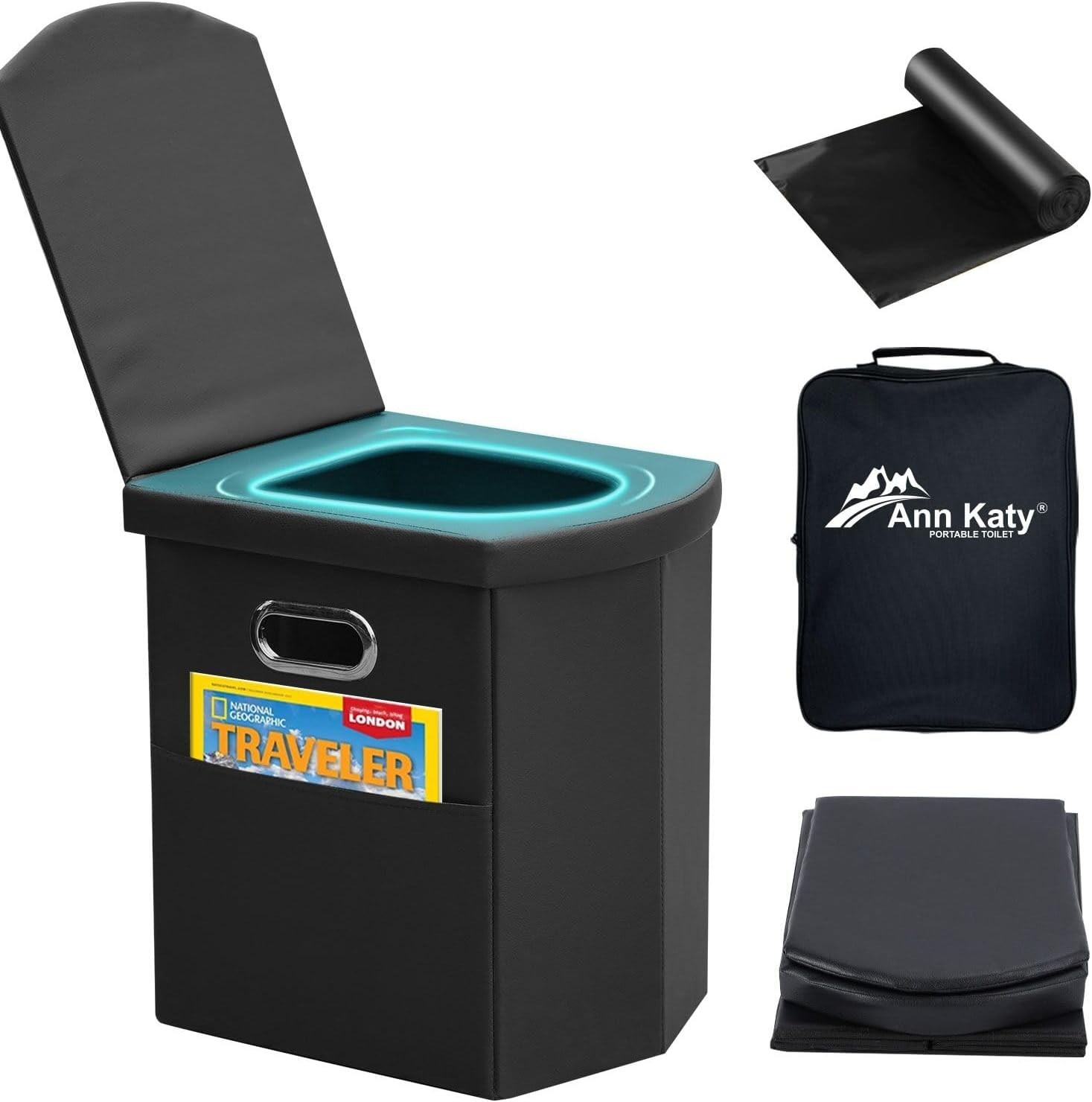 Upgrade XL Portable Toilet – Extra Large Folding Camping Potty for Adults & Kids