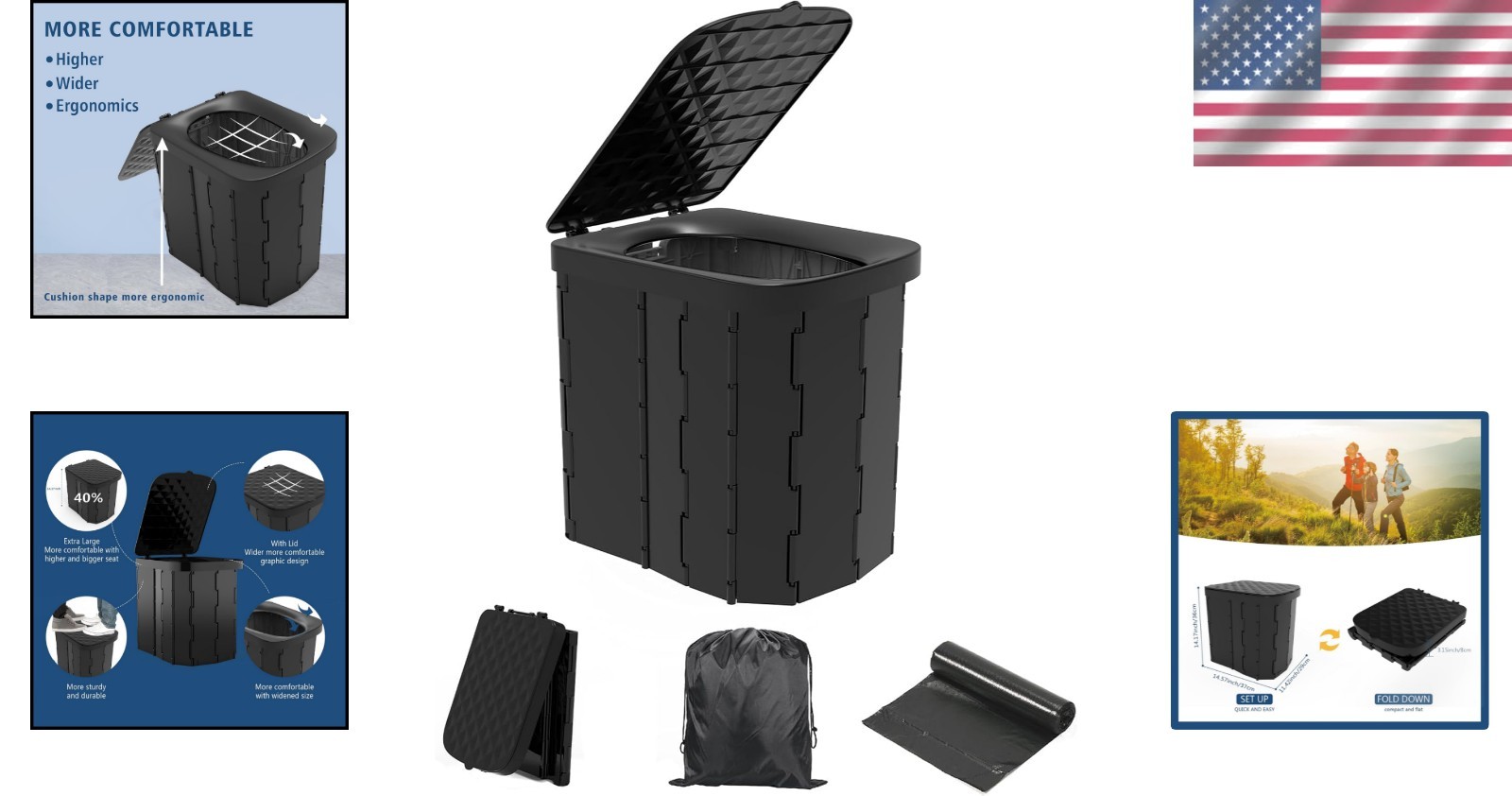 Durable XL Portable Potty with Lid – Easy Setup, Perfect for Travel & Outdoors