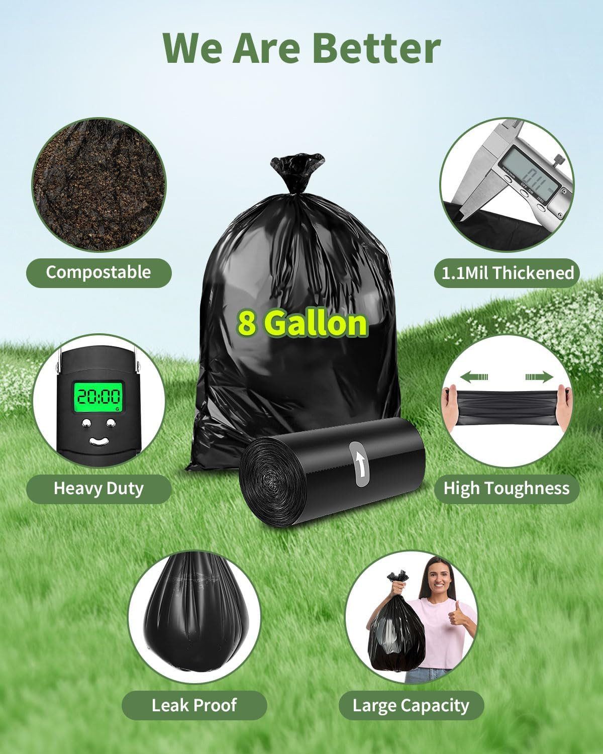25 Portable Toilet Bags, Thick Biodegradable Camping Toilet Bags for Portable P